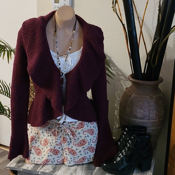 MAROON SIZE SM LONG SLEEVES SWEATER BRAND MODA - Picture 3 of 16